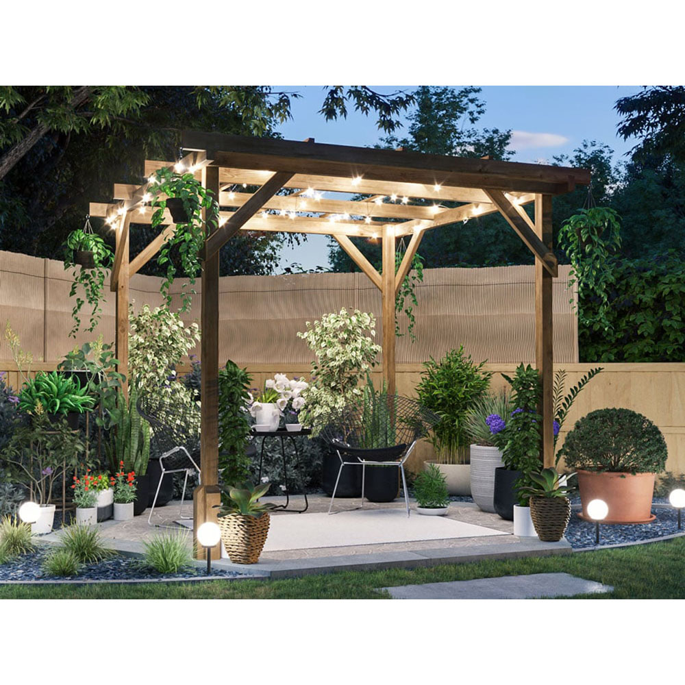Dunster House Utopia 2 x 2m Brown Wooden Plant Frame Pergola Image 4