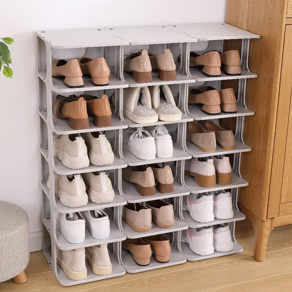 Living and Home Off White 6 Tier Plastic Shoe Rack for 6 Pairs Image 8