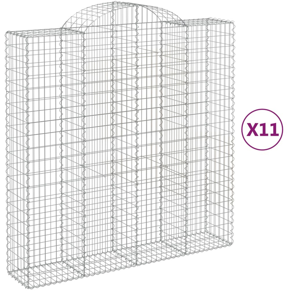 vidaXL Silver Galvanised Iron Arched Gabion Basket 200 x 50 x 200/220cm 11 Pack Image 2