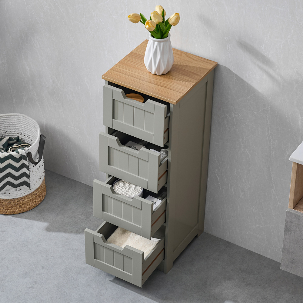 Bath Vida Priano 4 Drawer Grey Floor Cabinet Image 4