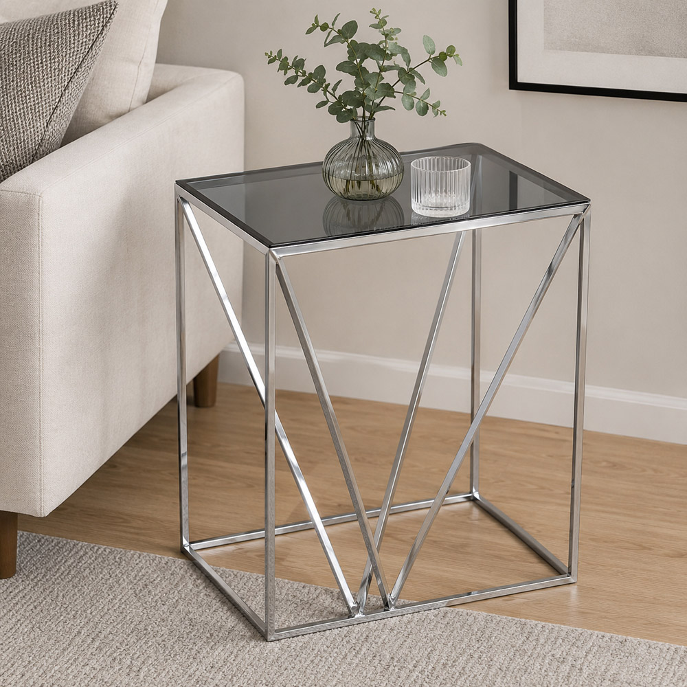 Premier Housewares Shalimar Square Top and Quadrilateral Base Side Table Image 3