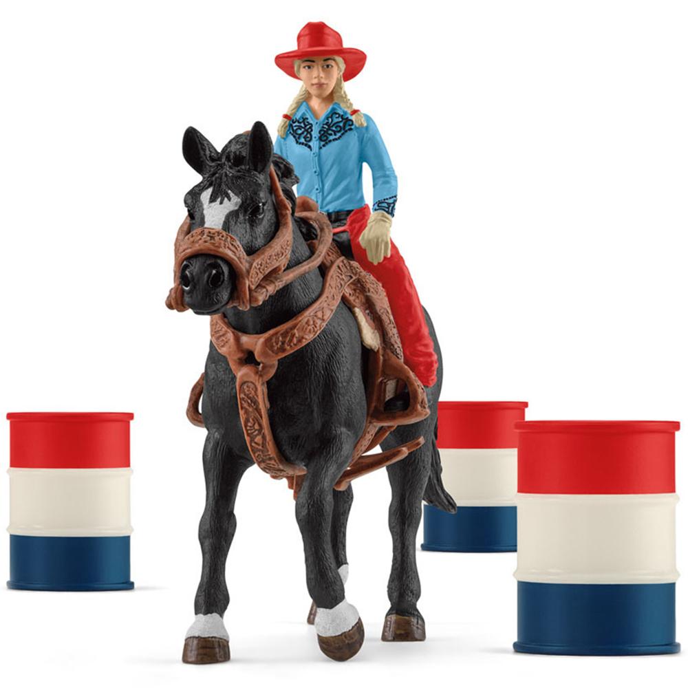 Schleich Farm World Cowgirl Barrel Racing Fun Toy Playset Image 1