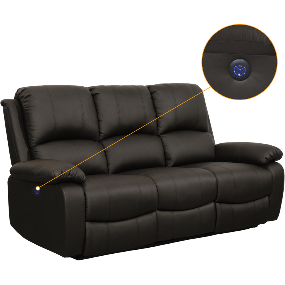 Comfy Living 6 Seater Brown PU Leather Electric Recliner Sofa Set Image 4
