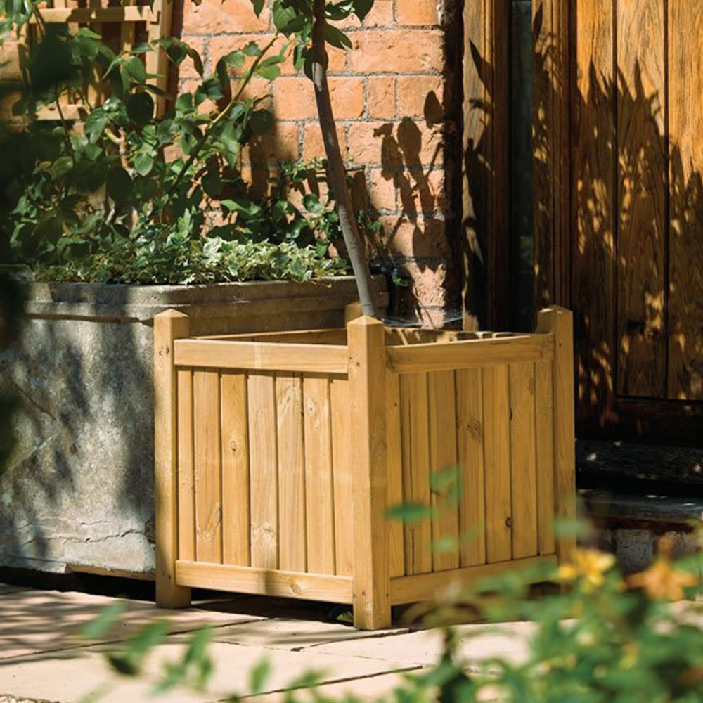Rowlinson Wooden Outdoor Square Planter 50cm Image 2