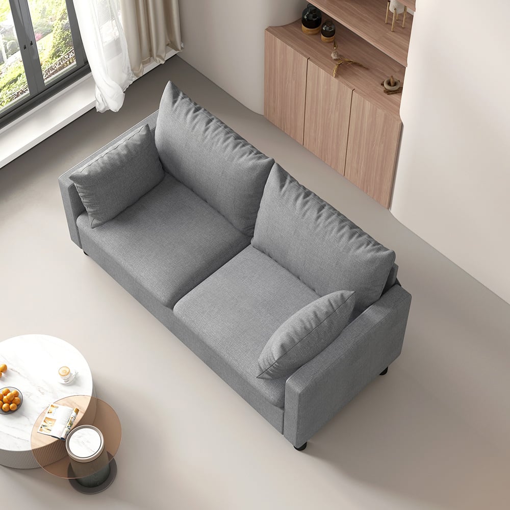 wilko Laura 2 Seater Grey Linen Plush Padded Sofa Image 5