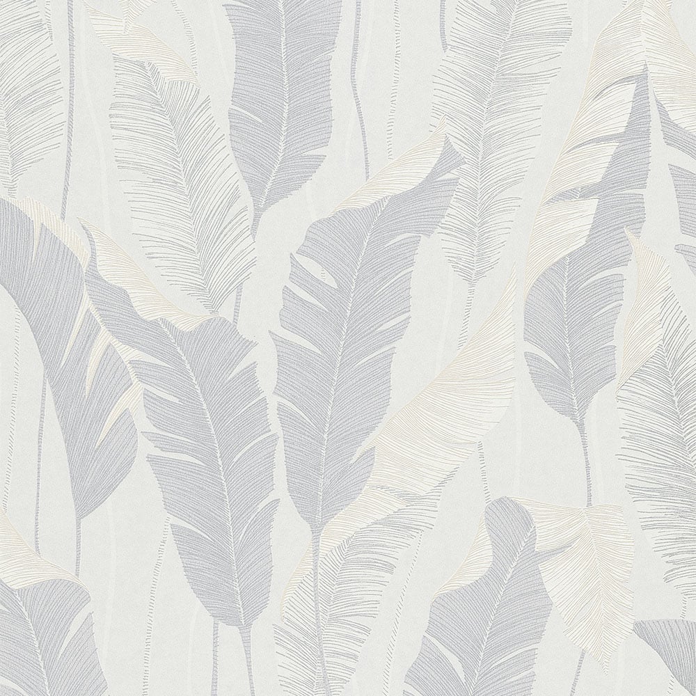 Erismann Arwen Leaf Grey PVC Free Wallpaper Image 1
