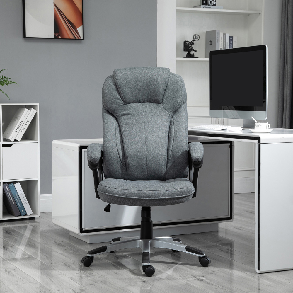 Portland Grey Linen Look Swivel Office Chair Image 7