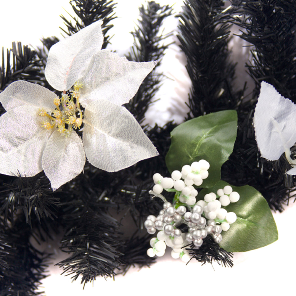 Best Artificial Black and Silver Christmas Garland 180cm Image 9