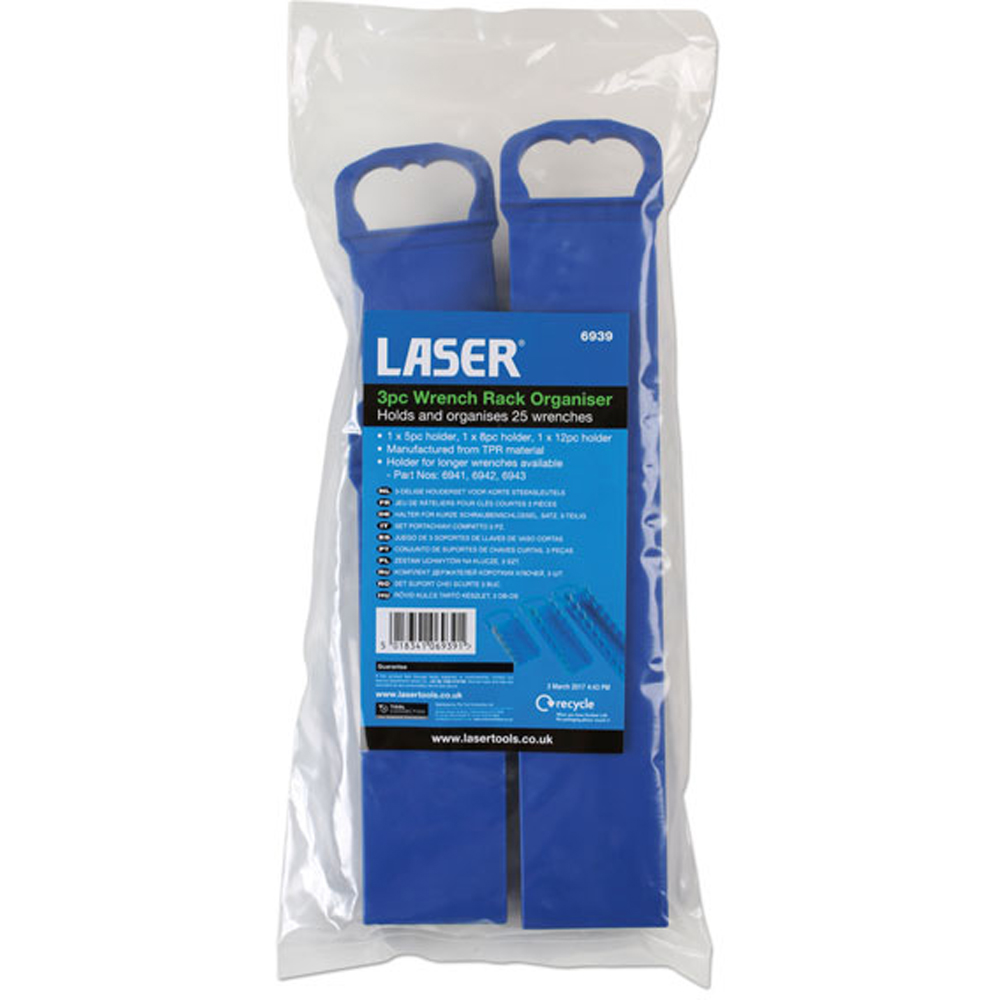 Laser 6939 3 Piece Stubby 25 Spanner Blue Organiser Set Image 4