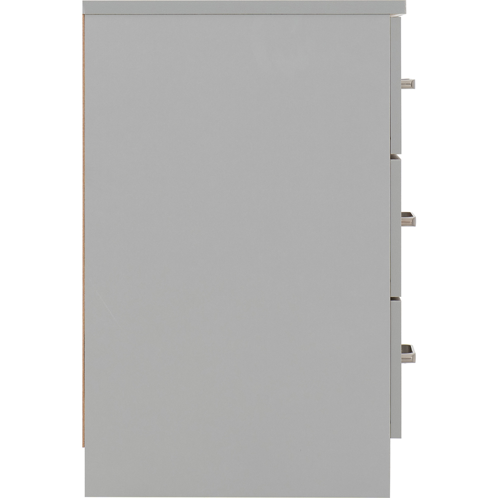 Seconique Dakota 3 Drawer Light Grey Bedside Table Image 5