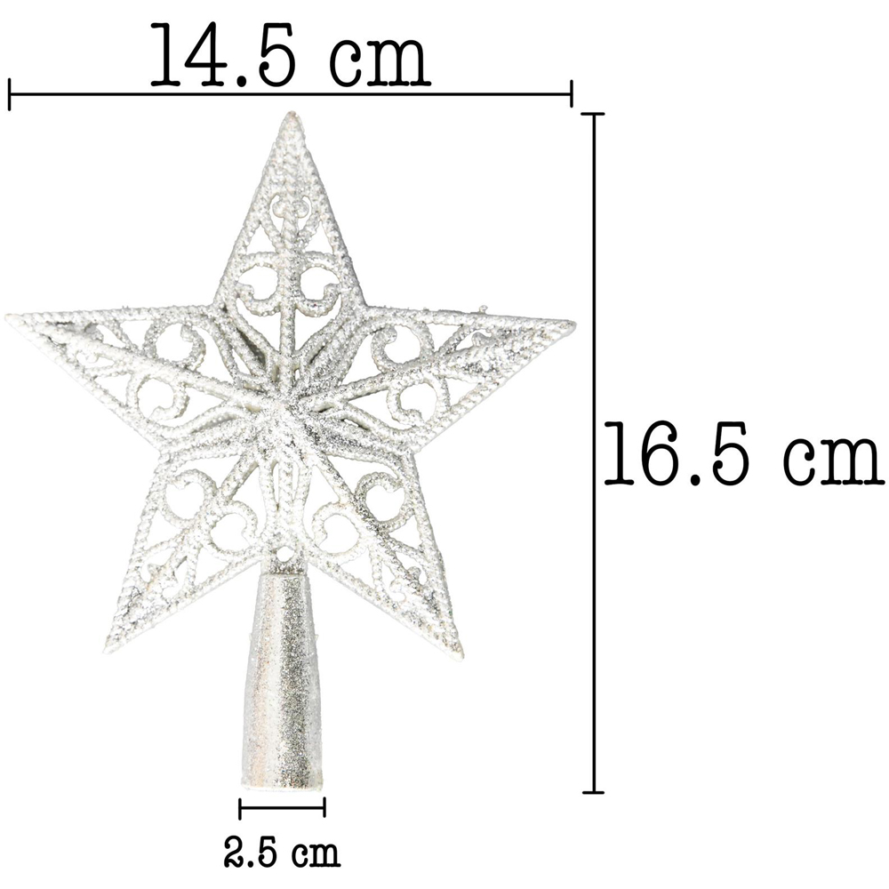 Shatchi Silver Glitter Star Tree Topper Image 5