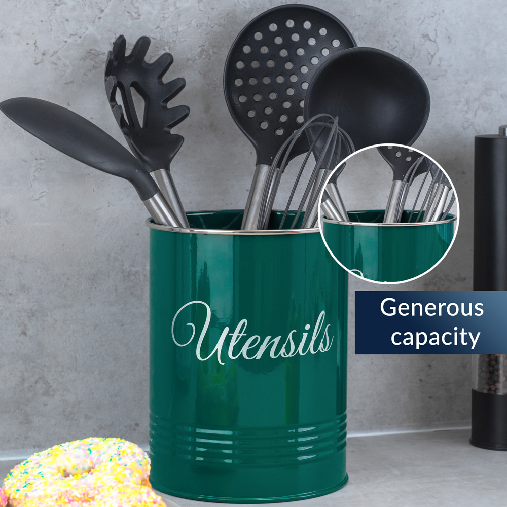 Innoteck Essentials Green Metal Utensil Crock Holder Image 4