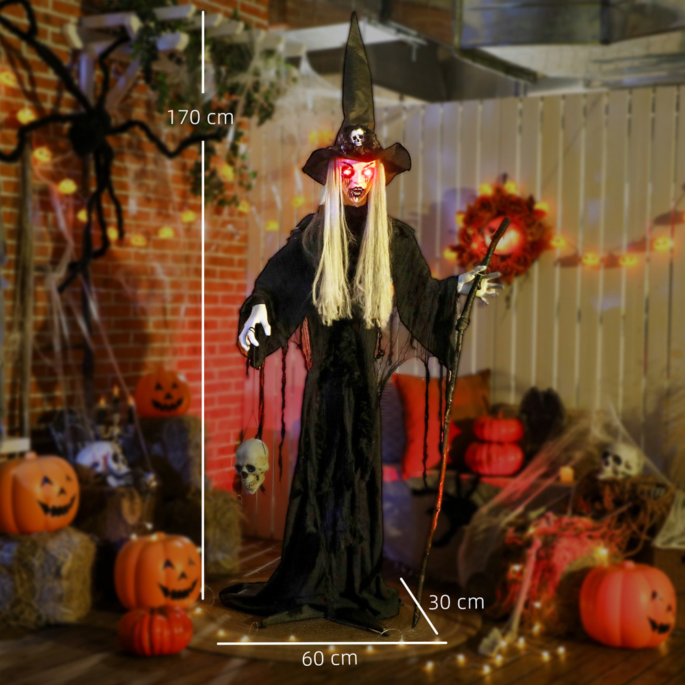 Outsunny Voice Activated Animatronics Black Standing Witch Halloween Decoration 5.5ft Image 9