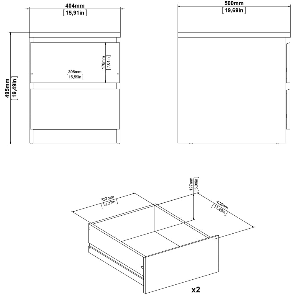 Florence Naia 2 Drawer Cashmere Jackson Hickory Bedside Table Image 8