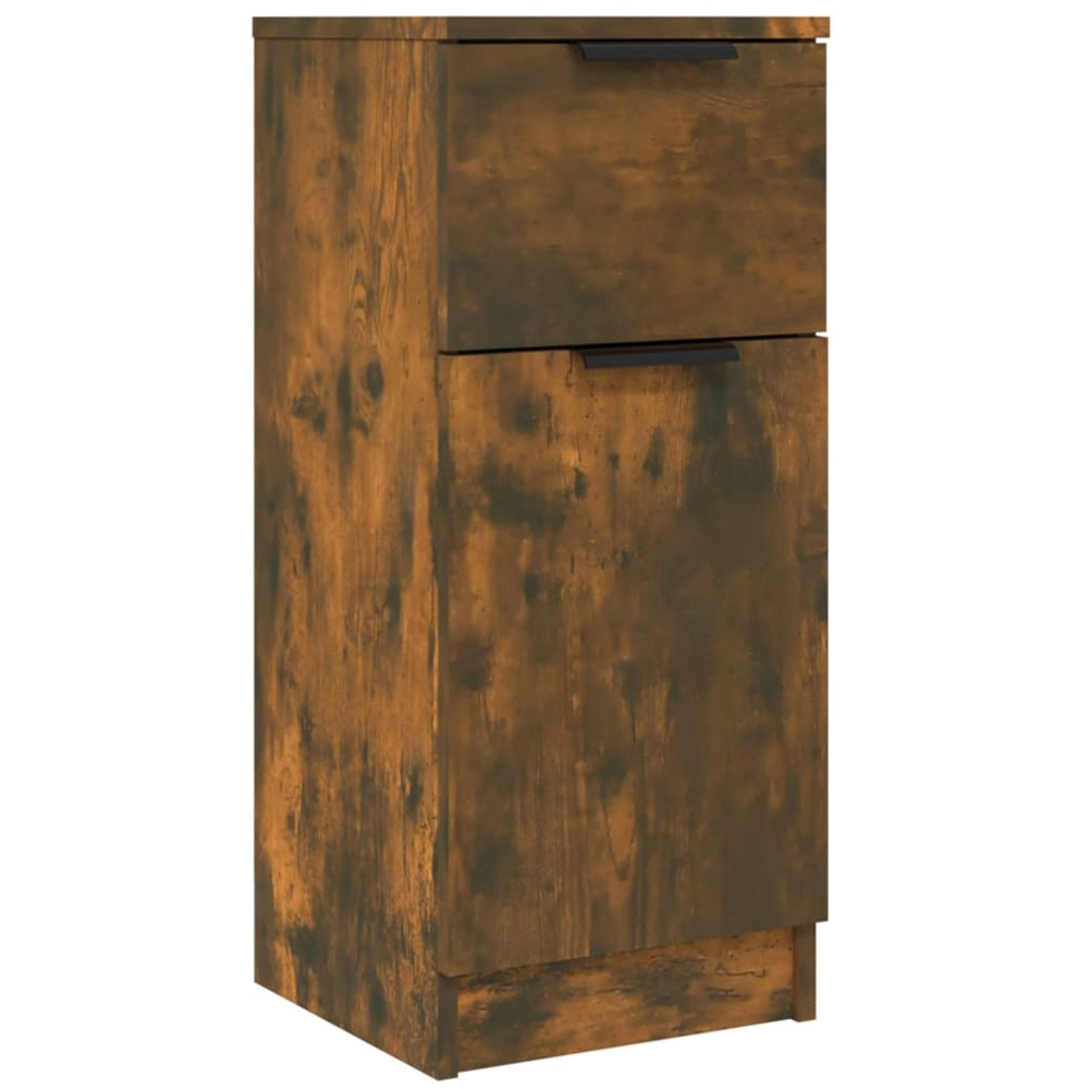 vidaXL Single Door Single Drawer Smoked Oak Sideboard Set of 2 Image 6