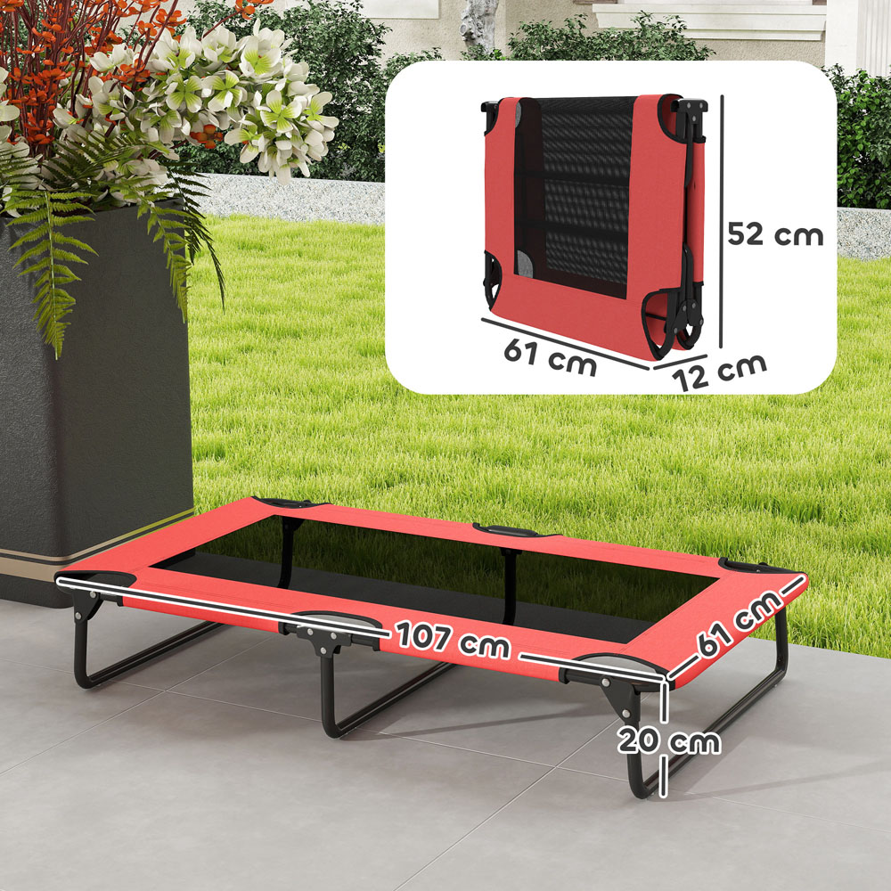 PawHut 107 x 61cm Red Large Dog Raised Bed Image 9