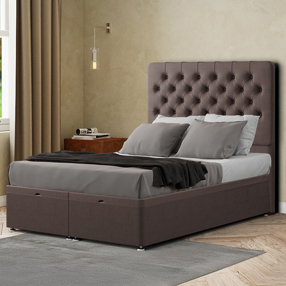 Eleganza Winchester Double Slate Malham Weave Ottoman Bed with Floor Standing Headboard Image 1