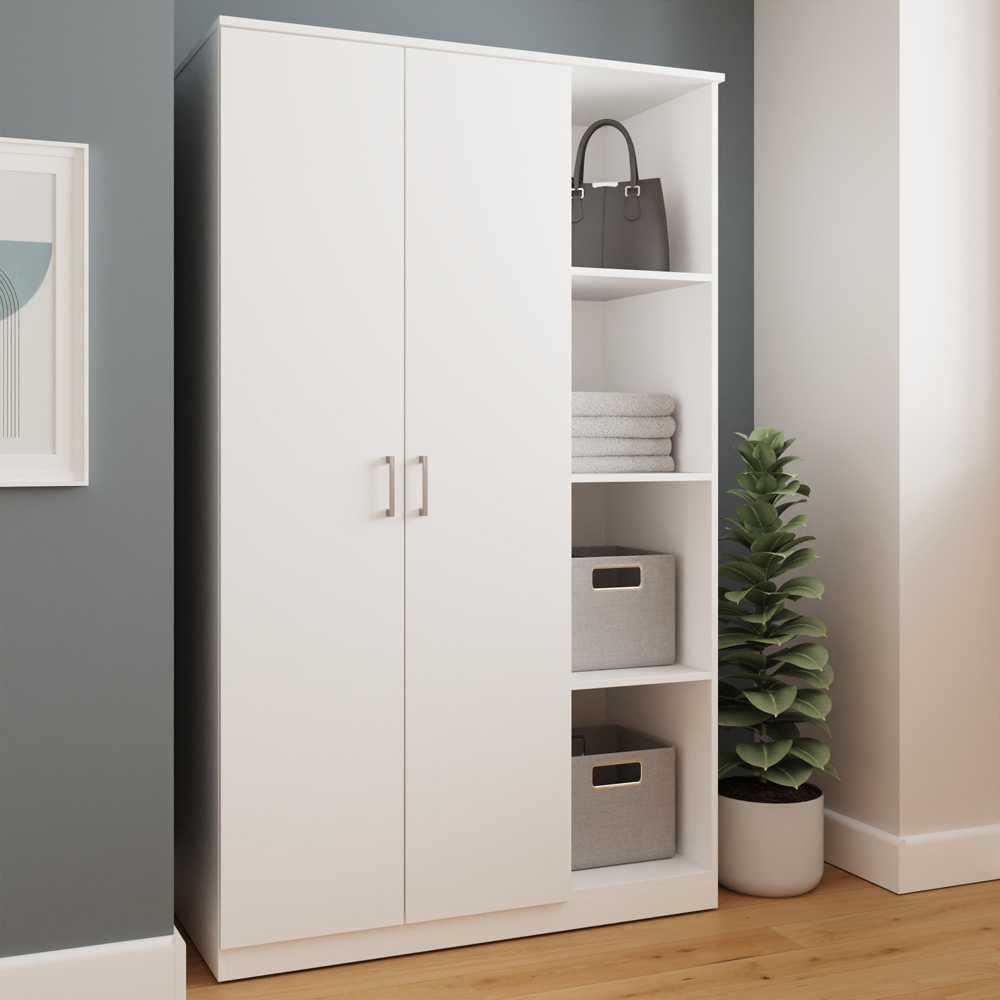 GFW Bailey 2 Door 4 Shelf White Wardrobe Image 1