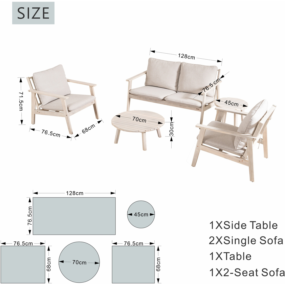 Direct Wicker 4 Seater Naturally Sanded Acacia Wood Outdoor Lounge Set Image 9