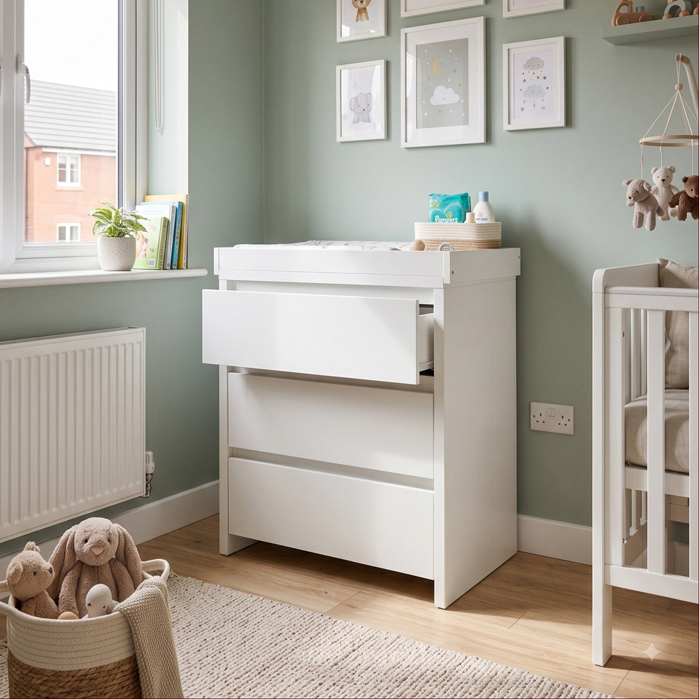 Shefa 880 3 Drawer White Kids Changing Unit Image 4