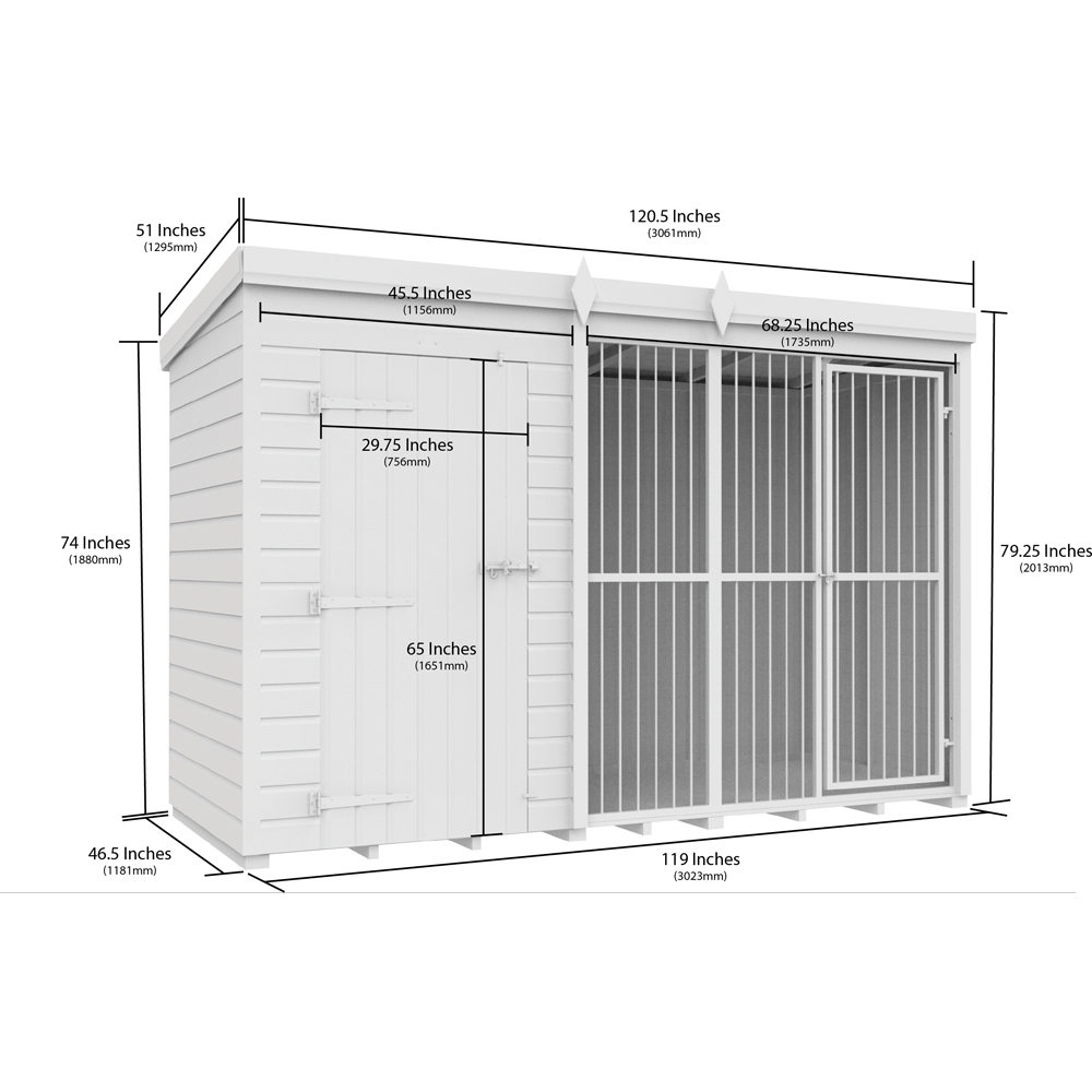 DIY Sheds 10 x 4ft Pressure Treated Tongue and Groove Timber Full Height Dog Kennel and Run Image 6
