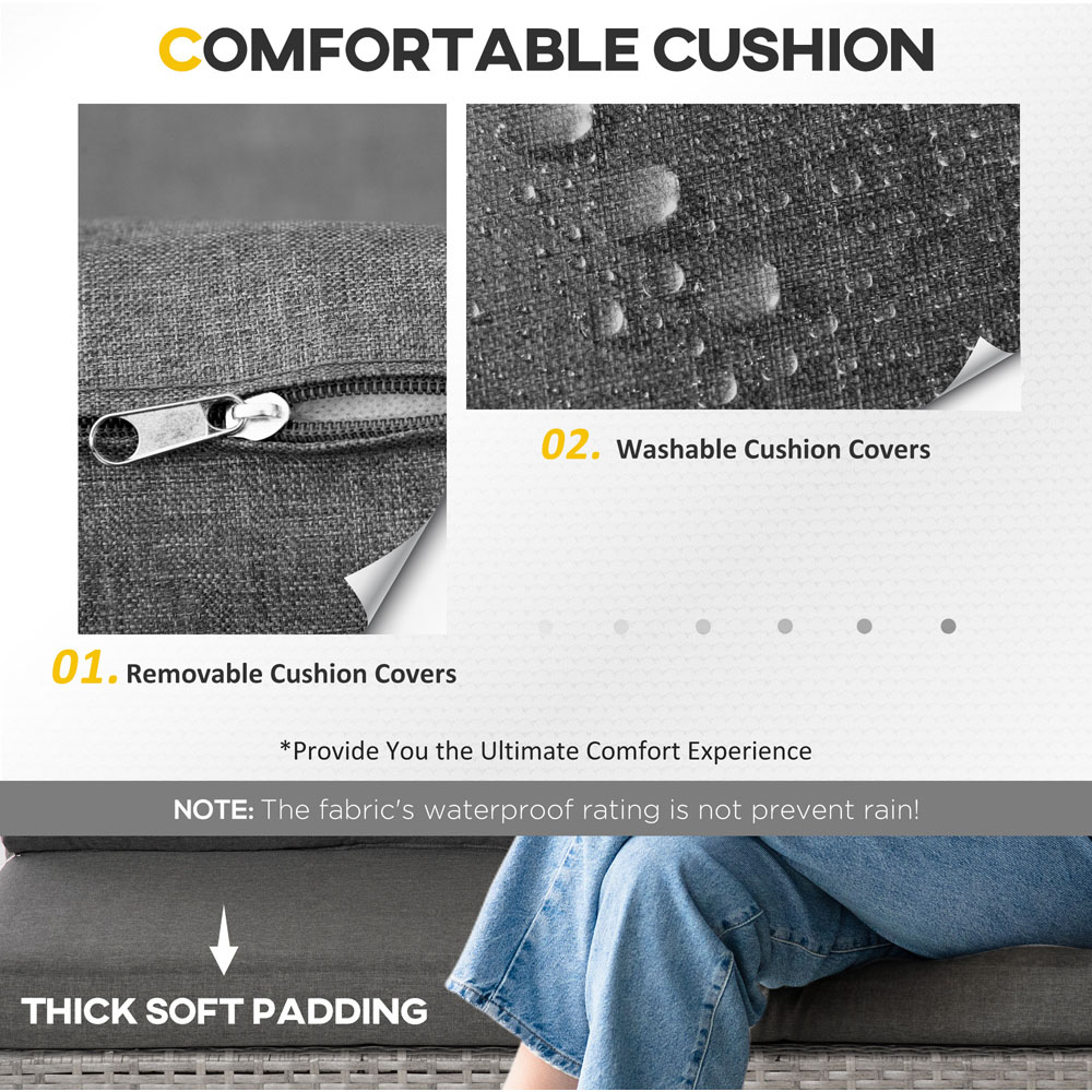 Outsunny 6 Seater PE Rattan Wicker Garden Patio Sofa Set Image 5