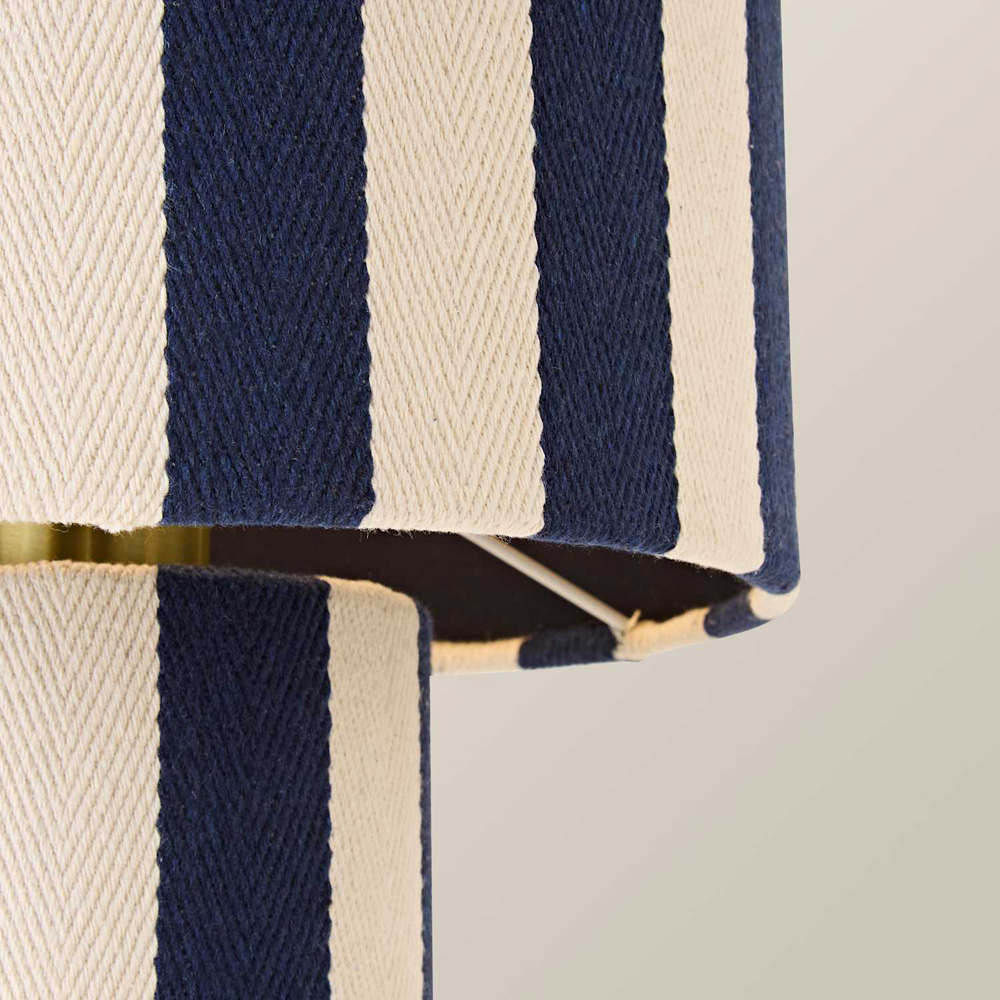 ValueLights Florence Navy Pinstripe Linen LED Table Lamp with Bulb Image 3
