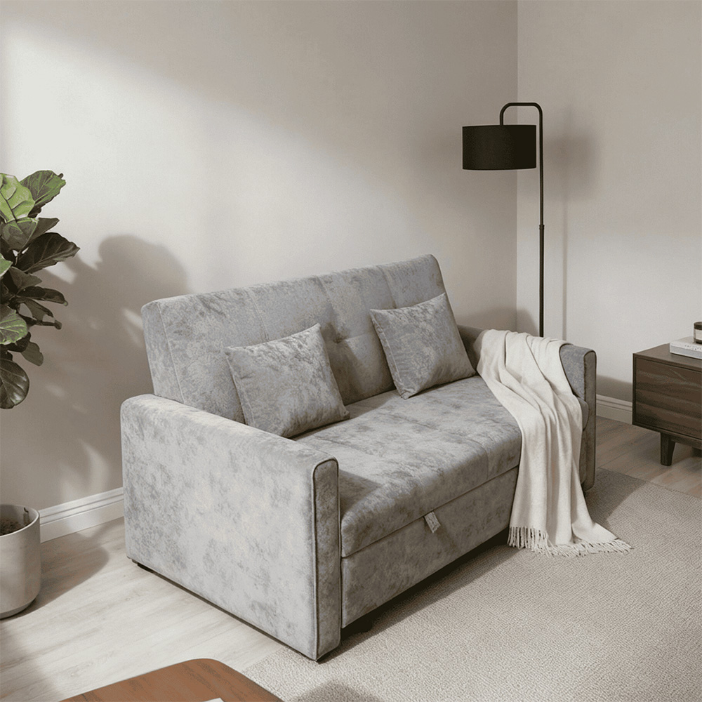 Home Source Charleston 3 Seater Grey Velvet Sofa Bed Image 8
