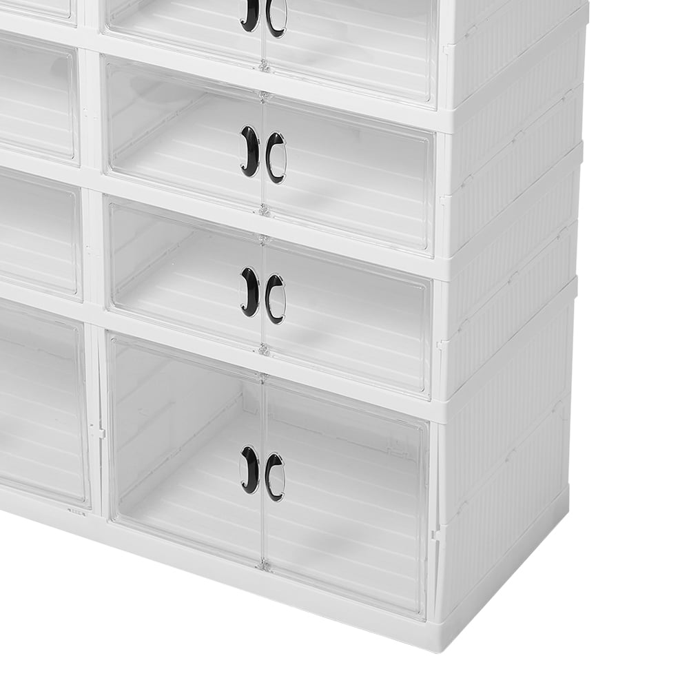 H&O Direct 6 Tier Transparent Wide Foldable Storage Box with Magnetic Door Image 4