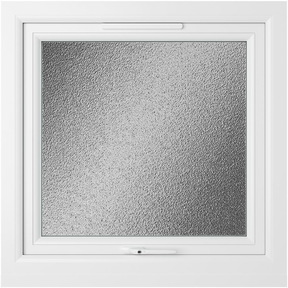 Crystal uPVC Double Glazed Window Top Hung Opener Grey White Obscure Glass 820x820mm Image 2
