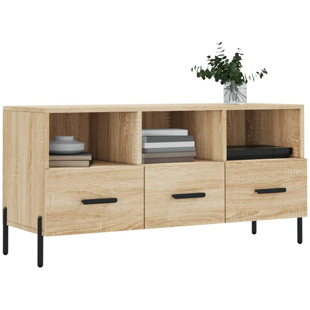 vidaXL 3 Drawer 3 Shelf Sonoma Oak TV Cabinet Image 3