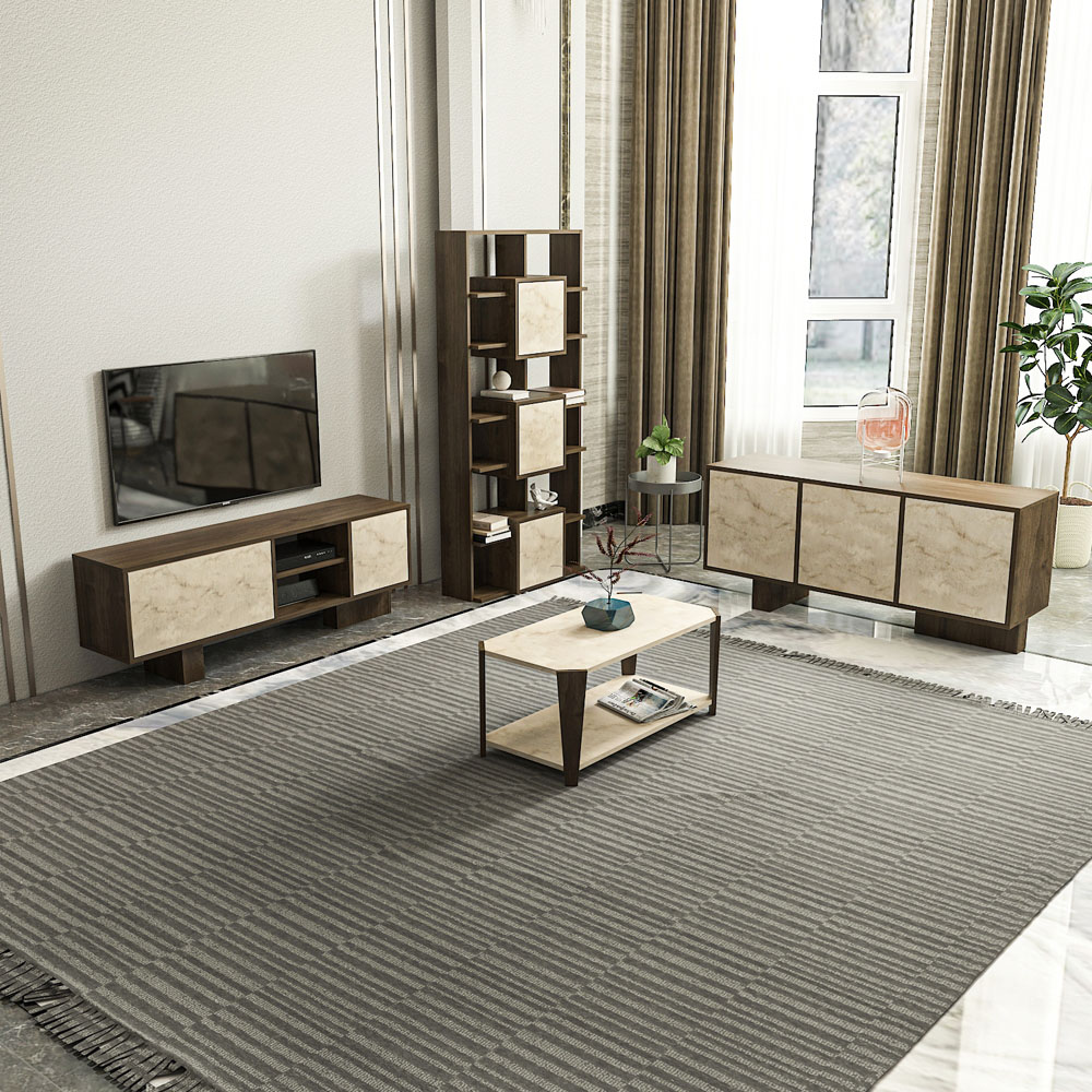 Decorotika Monaco Single Shelf Walnut Traverter Coffee Table Image 5
