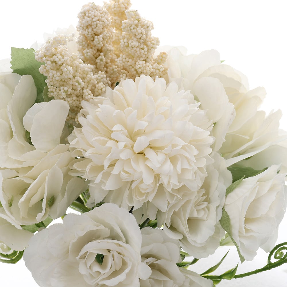 Living and Home White Artificial Mixed Flowers Bouquet 20cm Image 5