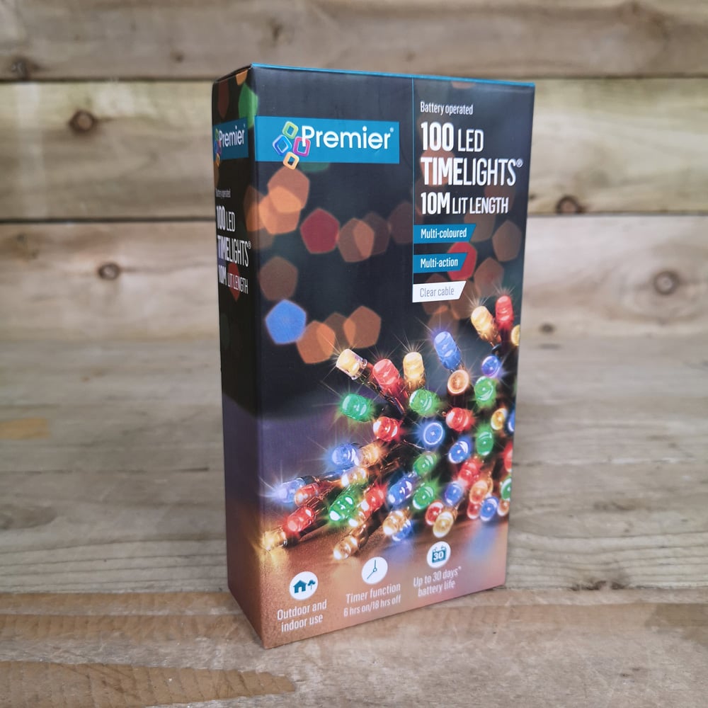 Premier TimeLights 100 Multicolour LED Multi-Function Clear Cable String Light 10m Image 6