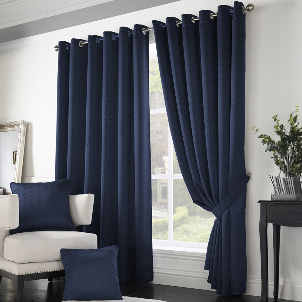 Alan Symonds Madison Navy Ring Top Curtain 168 x 183cm Image 1
