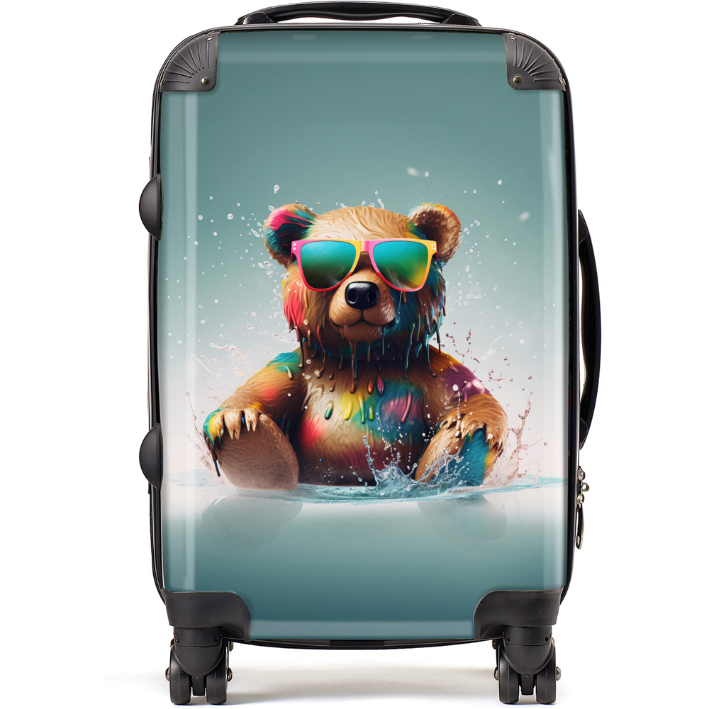 Warren Reed Designer Cabin Splashart Bear in Glasses Suitcase Image 1
