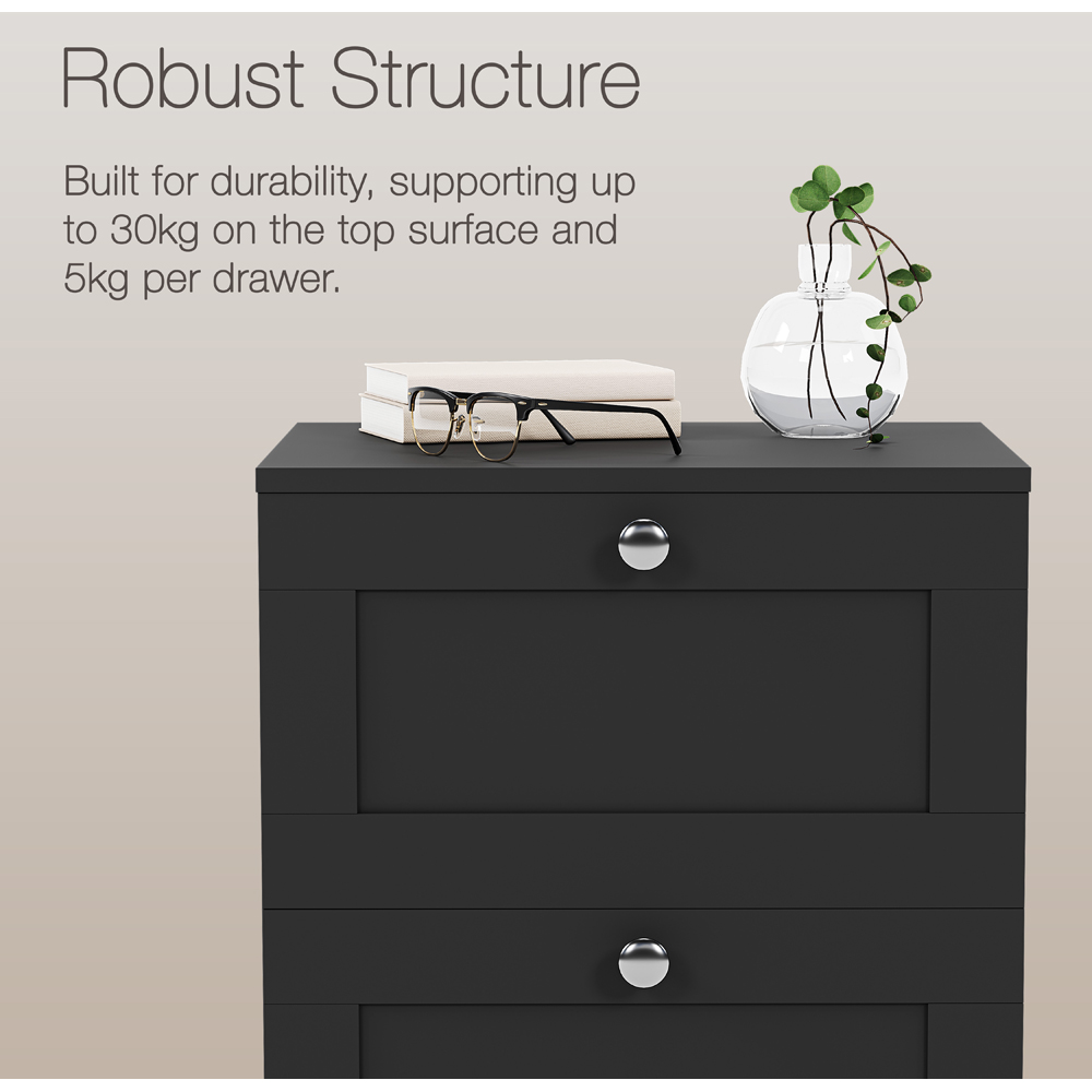 VIDA DESIGNS Altino 3 Drawer Black Shaker-Style Bedside Chest Set of 2 Image 6
