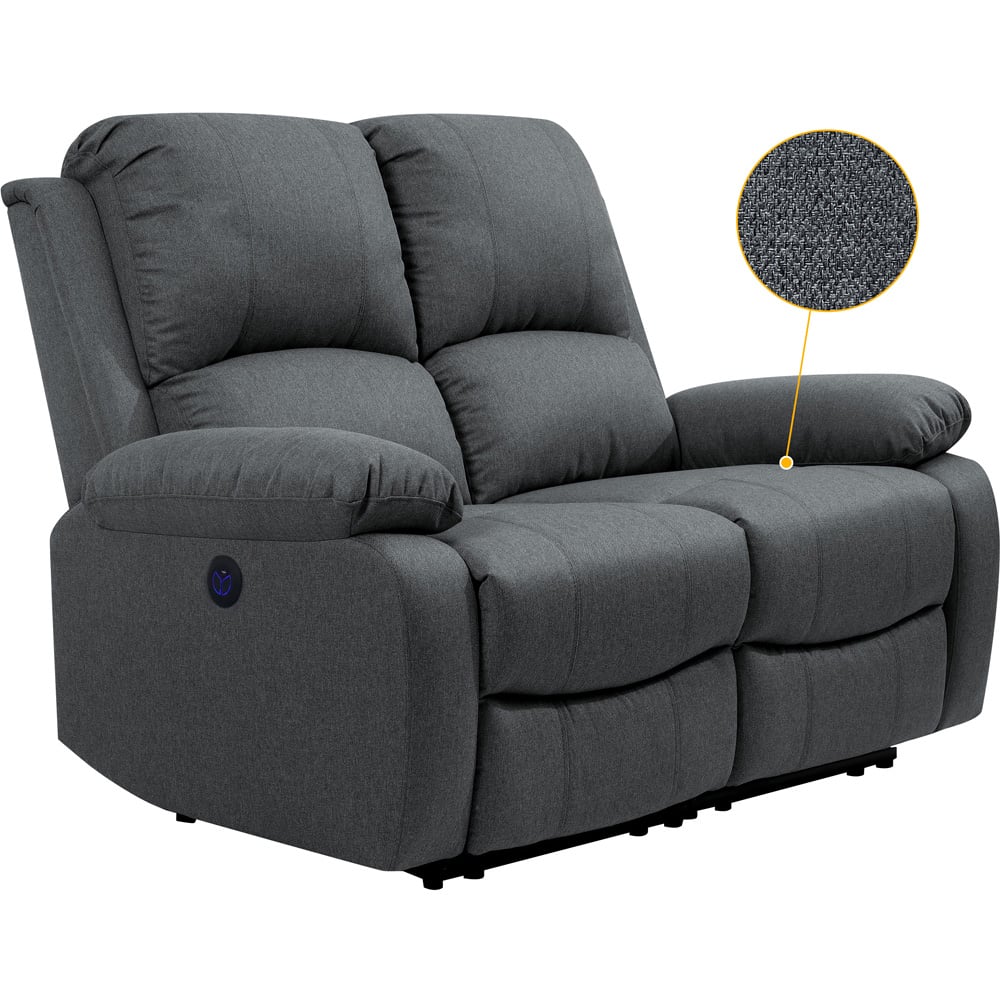 Comfy Living 2 Seater Dark Grey Linen Electric Recliner Sofa Image 4