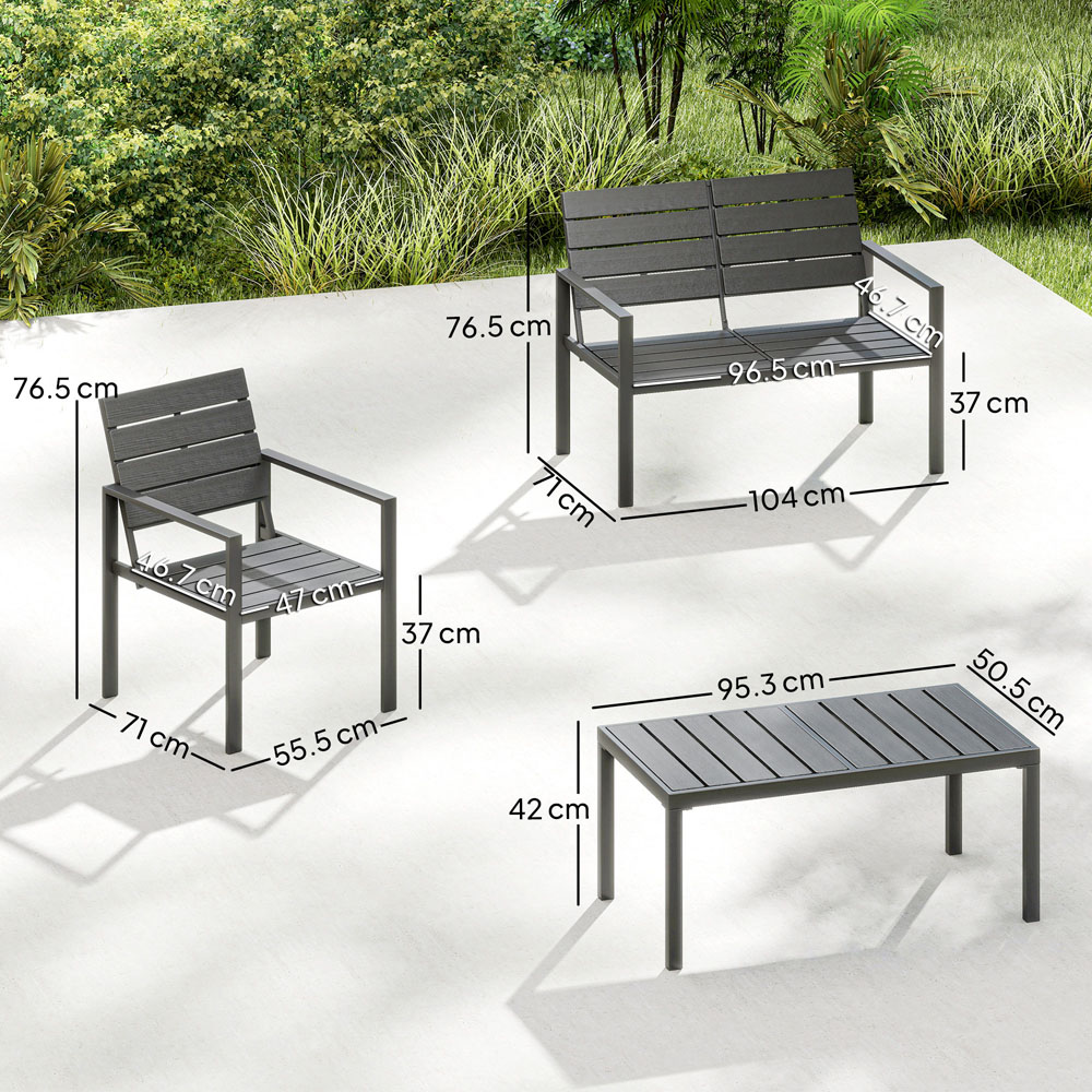 Outsunny 4 Seater Dark Grey Garden Sofa Set Image 8