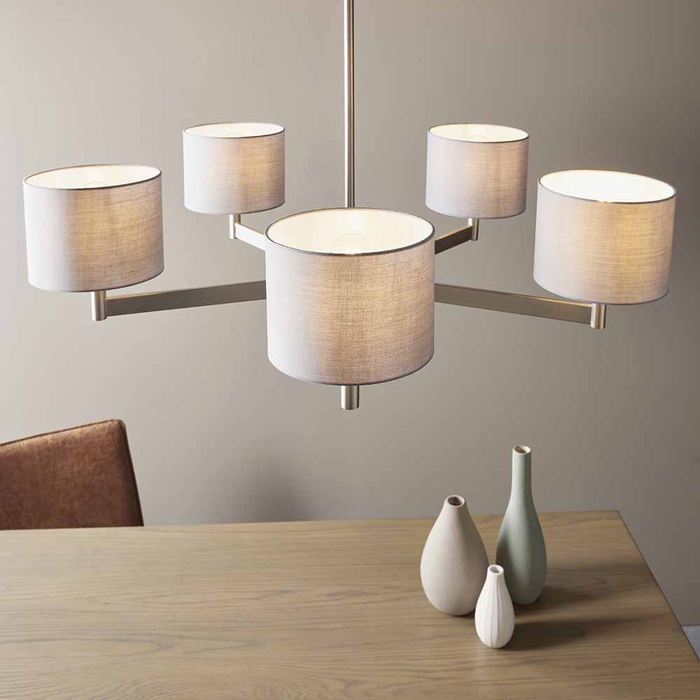 Merano Cortino Grey and Matt Nickel 5 Light Ceiling Pendant Light Image 2