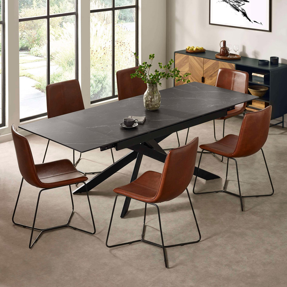 Julian Bowen Joren Set of 2 Tan Brown PU Leather Dining Chair Image 8