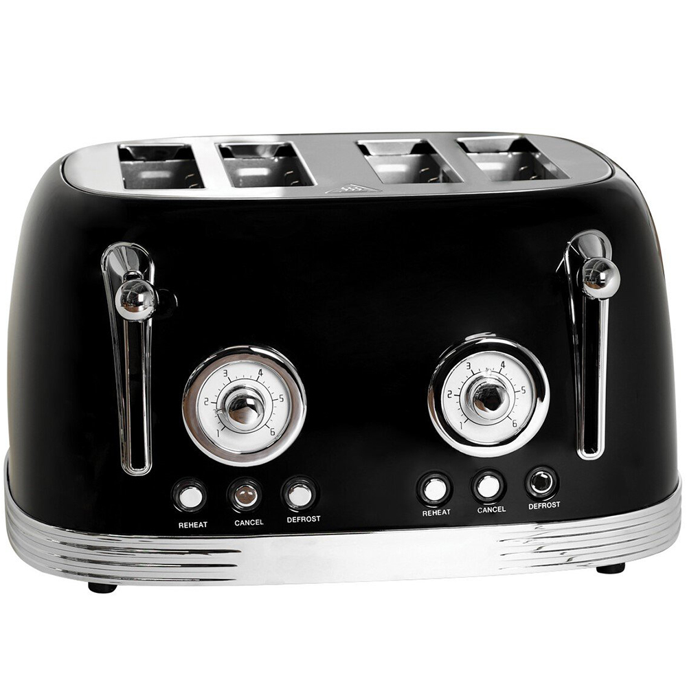 Retro 4 Slice Toaster Black Image 1