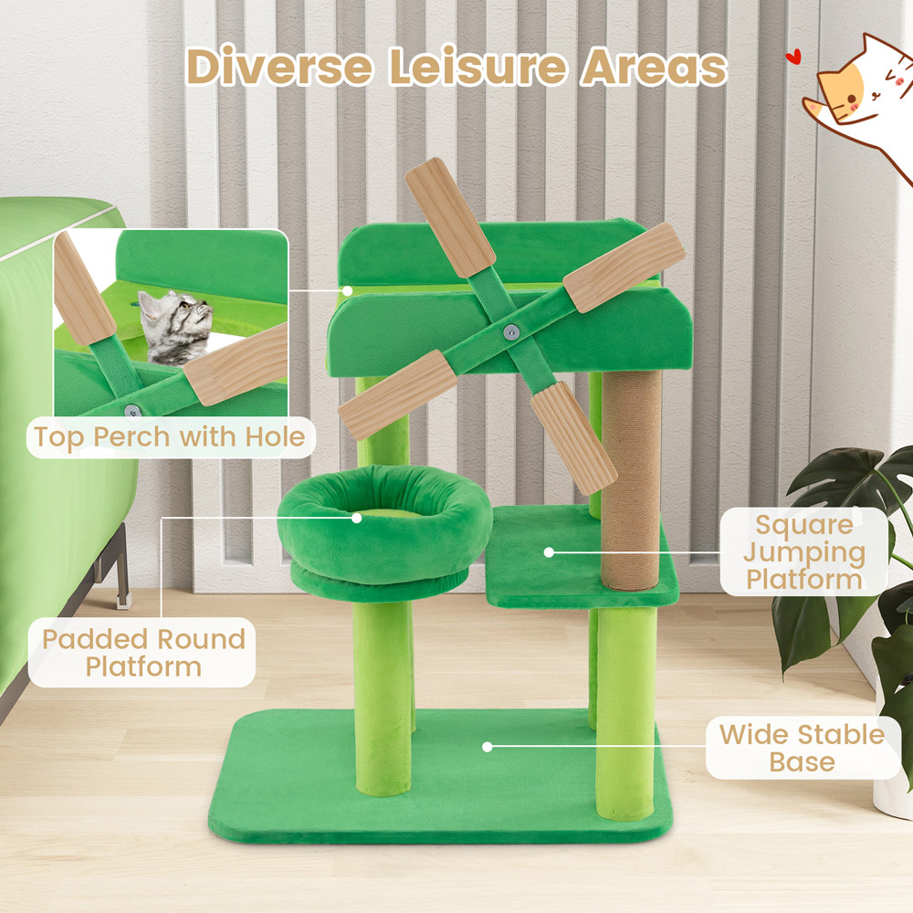 Costway 4 Tier Windmill Cat Tree with Scratching Post and Top Perch Image 4