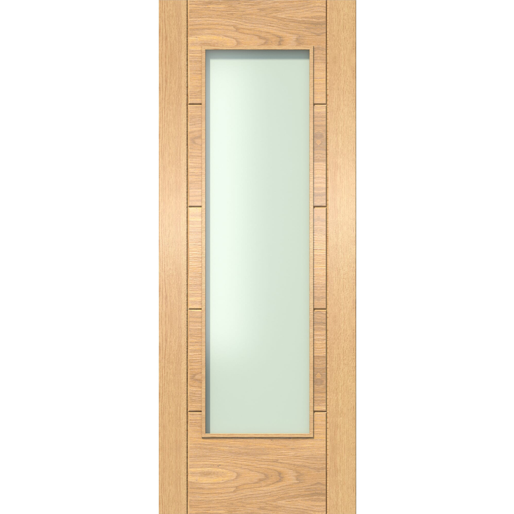 Green & Taylor Ladder Oak Single Lite Frosted Glazed Prefinished Internal Door 1981 x 838mm Image