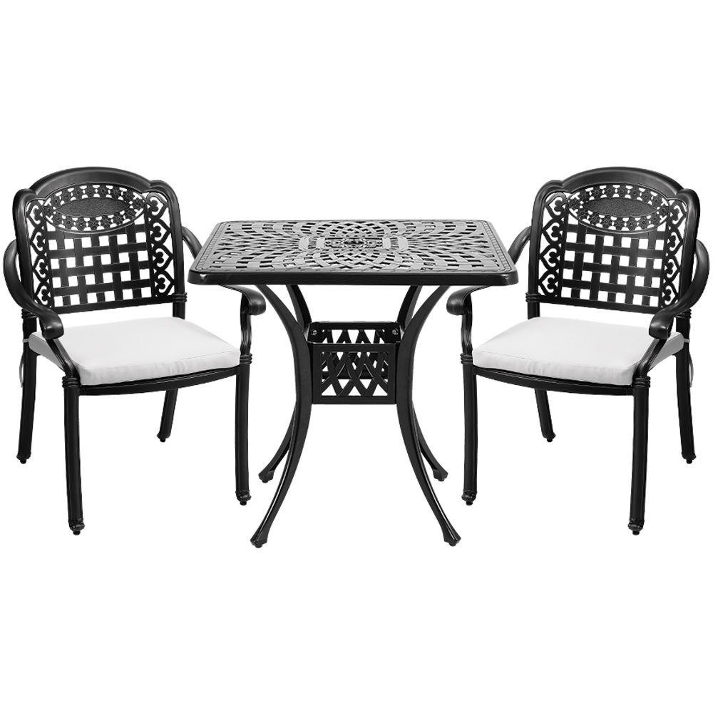 Living and Home 3 Seater Black Square Bistro Set Image 2