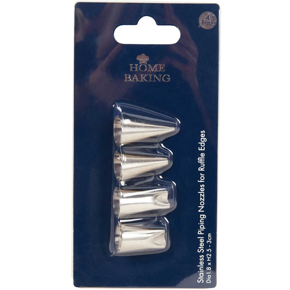 Set of 4 Stainless Steel 18/18 Icing Nozzles - Silver / Ruffle Edges Image 1