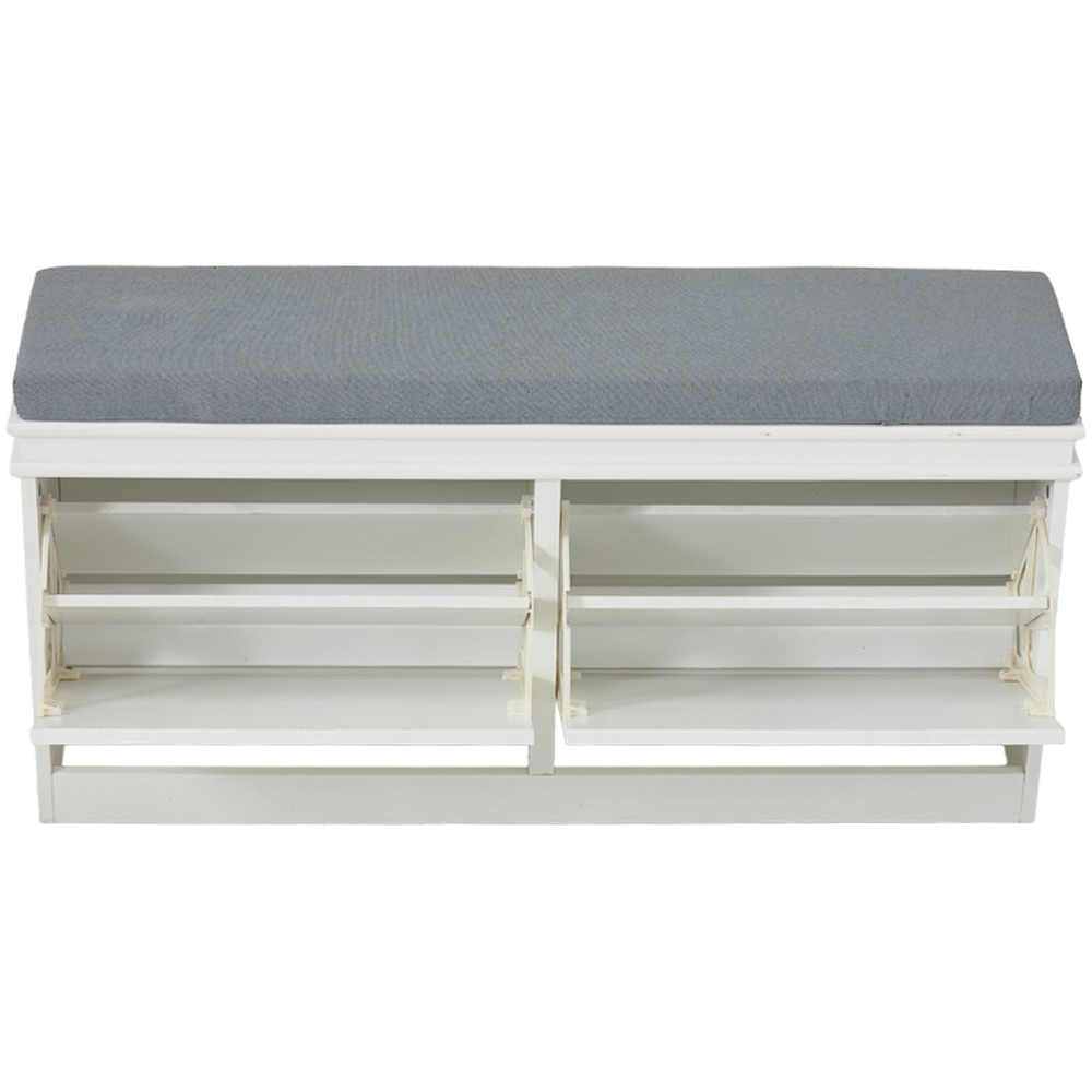 Living and Home 2 Shelf White and Grey Shoe Storage Bench Image 4