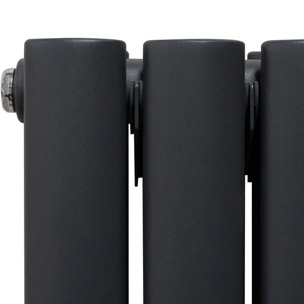 Monster Shop 3340 BTU Anthracite Grey Oval Mirror Radiator and Valves 1800 x 380mm Image 4