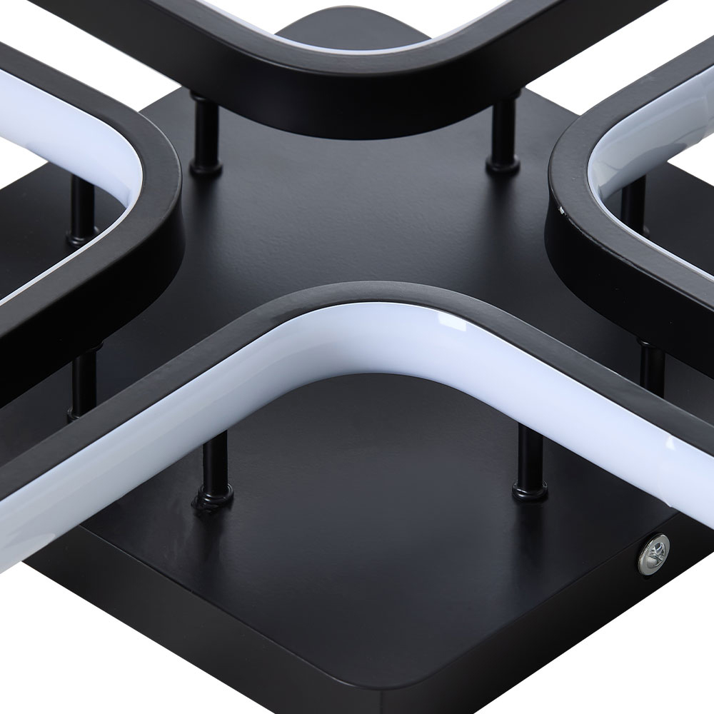 Living and Home Black 4 Square LED Ceiling Light with Remote Image 5