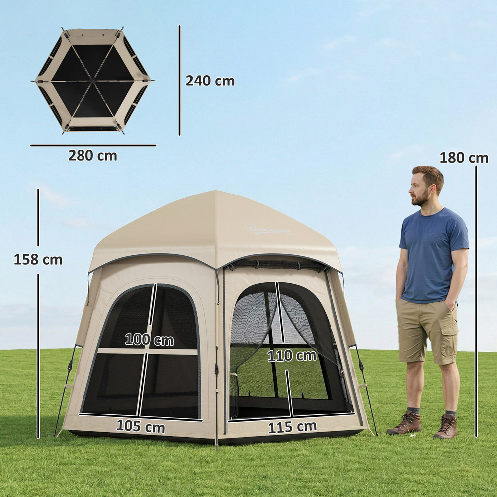 Outsunny 3-4 person Waterproof Pop-Up Camping Tent Khaki Image 9